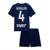 Paris Saint-Germain Lucas Beraldo #4 Fußballbekleidung Heimtrikot Kinder 2025-26 Kurzarm (+ kurze hosen)